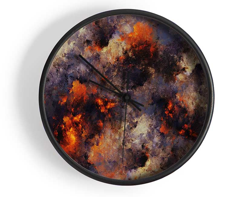 Volcanic ash colour splash Clock - Wallart-Direct UK