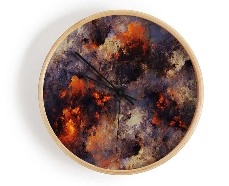 Volcanic ash colour splash Clock - Wallart-Direct UK