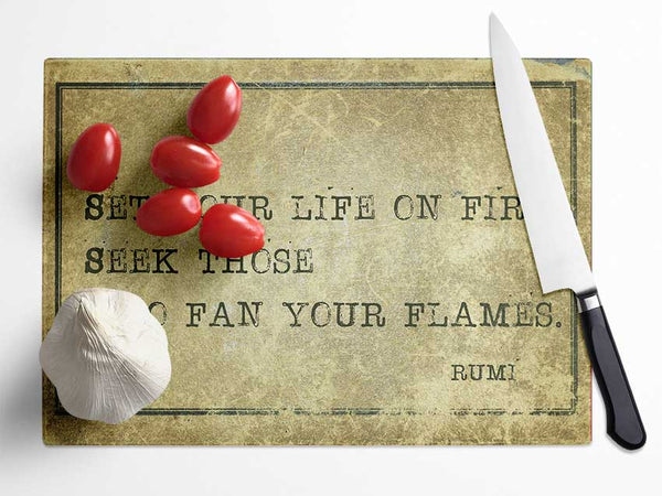 Rumi Quote Glass Chopping Board