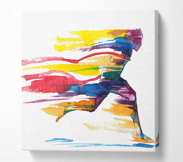 A Square Canvas Print Showing Running Water Colour Square Wall Art
