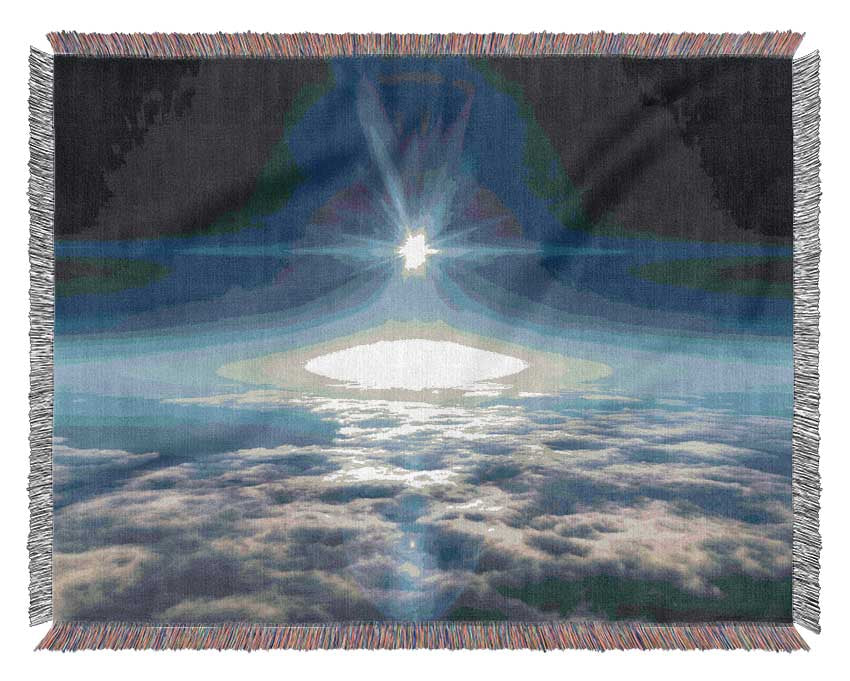 The sun above the clouds and atmostphere Woven Blanket