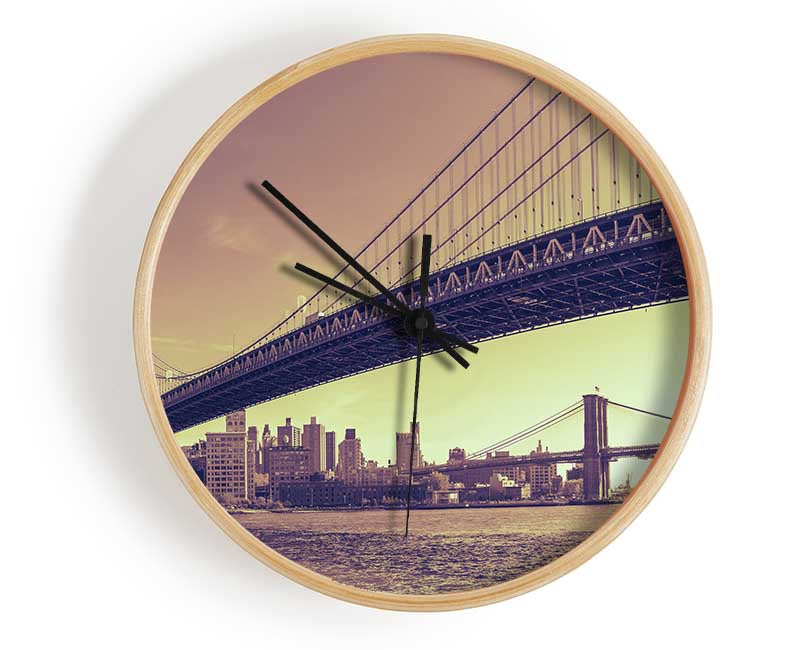 Vintage Bridge in sepia Clock - Wallart-Direct UK