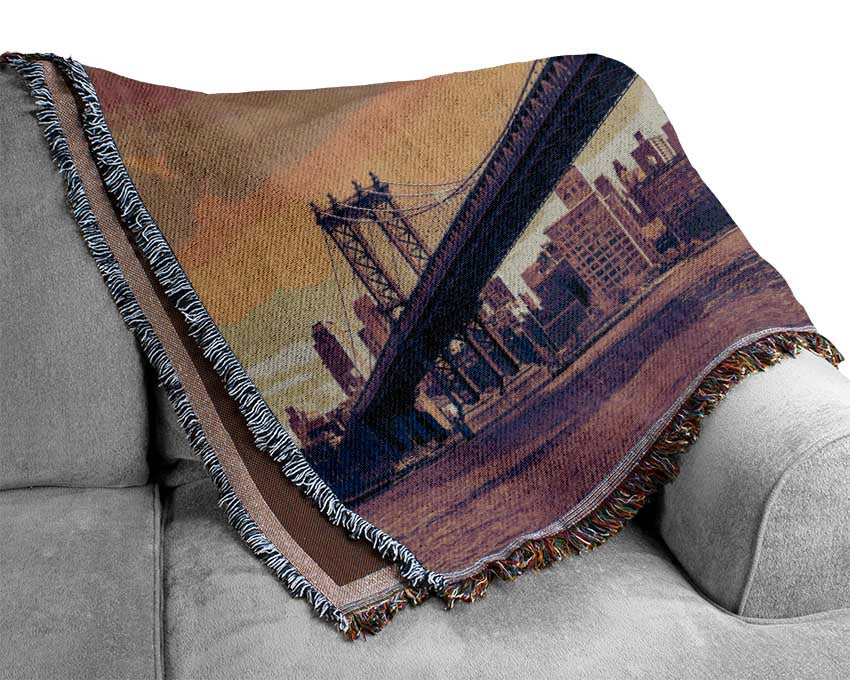 Vintage Bridge in sepia Woven Blanket