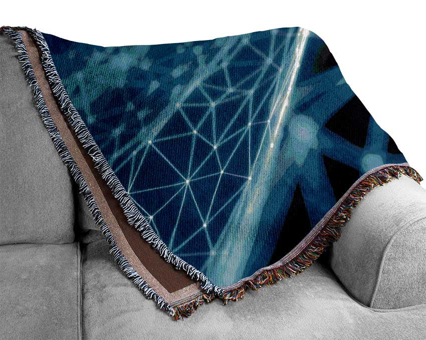 Isometric Grid in 3 dimensional view Woven Blanket