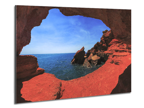 Sea from the view of a cave Metal Print