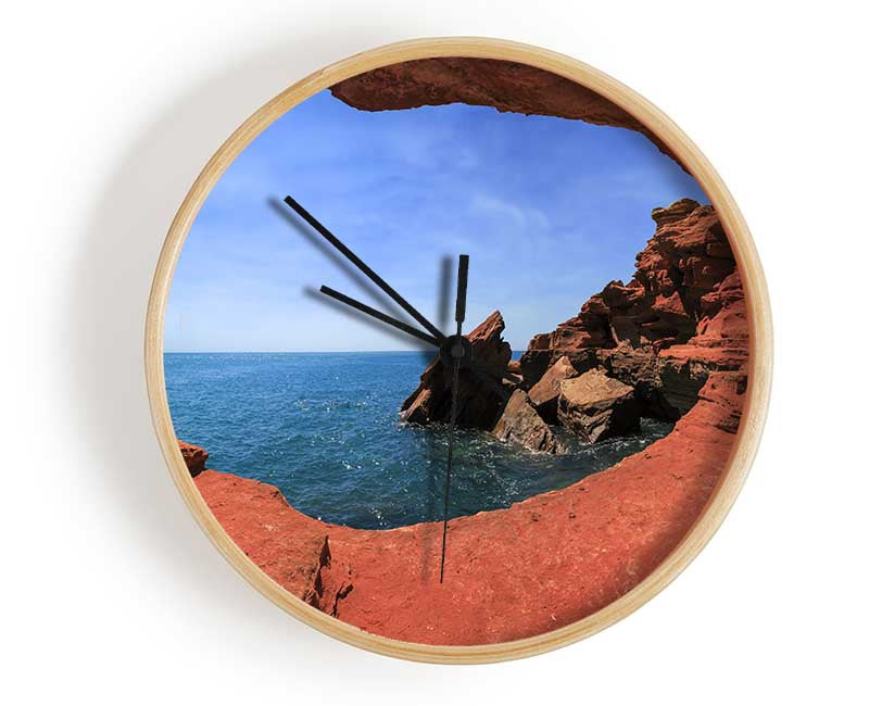 Sea from the view of a cave Clock - Wallart-Direct UK