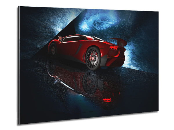 Roter Supersportwagen im Stand