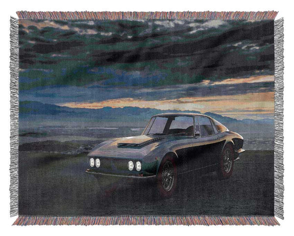 Retro Car in the clouds Woven Blanket