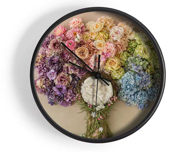 Tree made of roses Clock - Wallart-Direct UK