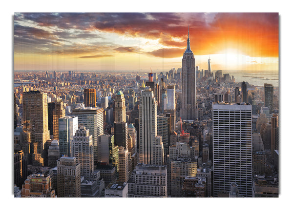 City in the sun rise skyscrapers