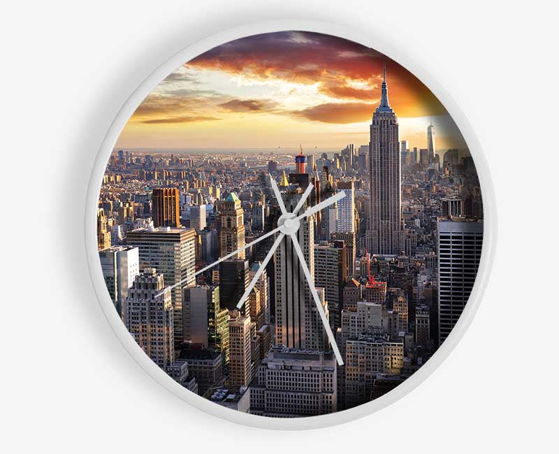 City in the sun rise skyscrapers Clock - Wallart-Direct UK