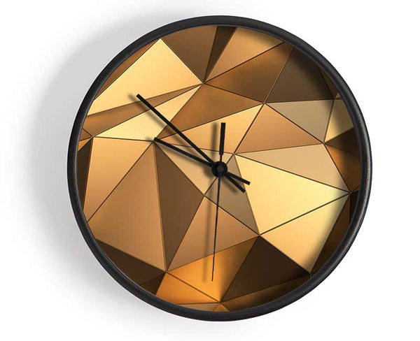 Gold Geometric Triangles shining Clock - Wallart-Direct UK
