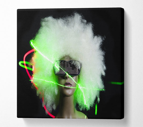 A Square Canvas Print Showing Neon light afro Square Wall Art