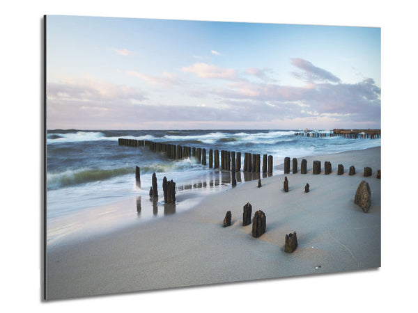Rough seas on the beach Metal Print