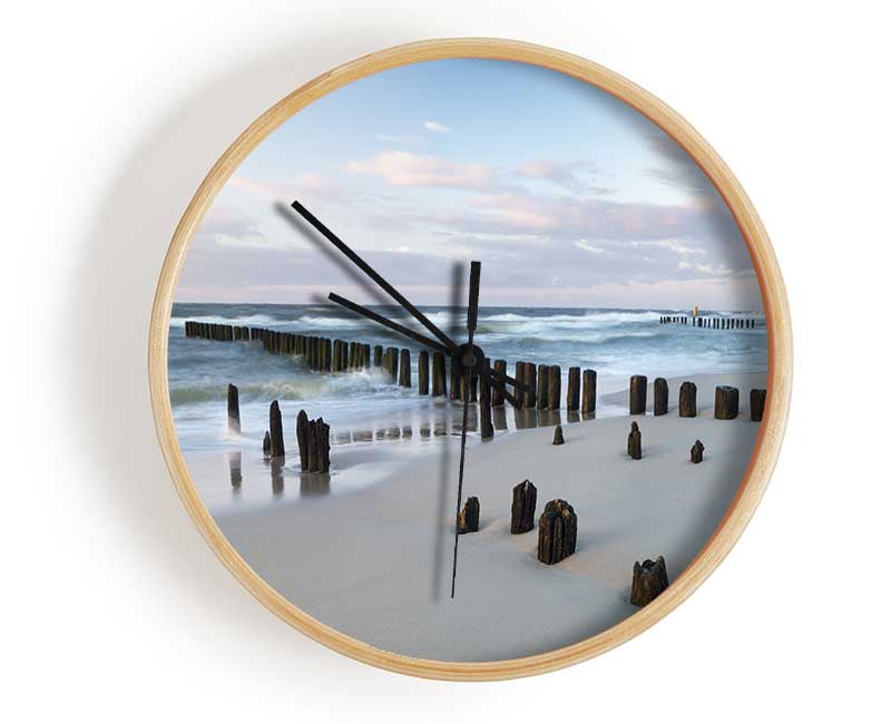 Rough seas on the beach Clock - Wallart-Direct UK