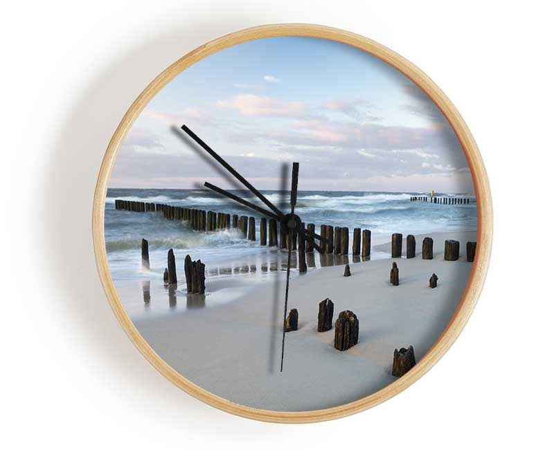 Rough seas on the beach Clock - Wallart-Direct UK