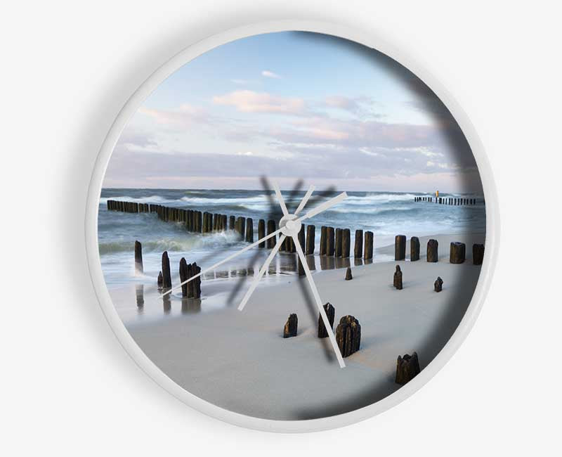 Rough seas on the beach Clock - Wallart-Direct UK
