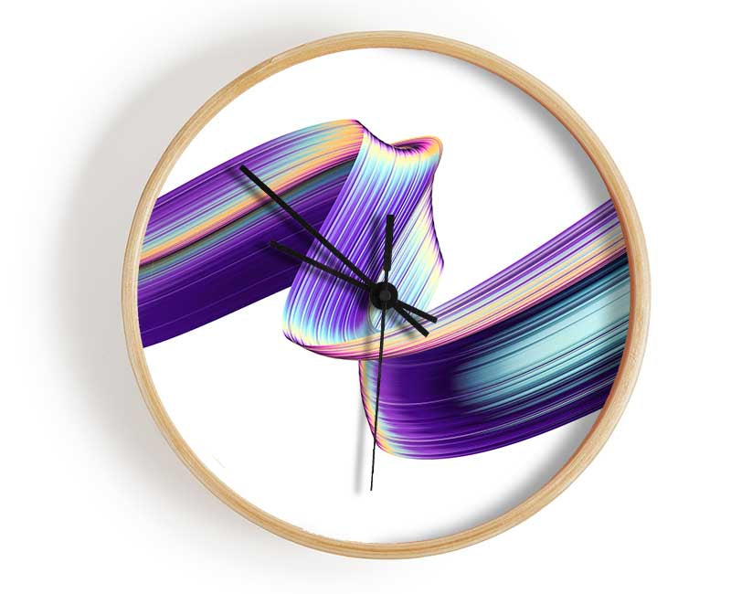 Ribbon of purple neon light Clock - Wallart-Direct UK