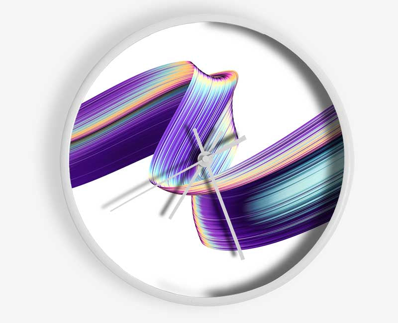 Ribbon of purple neon light Clock - Wallart-Direct UK