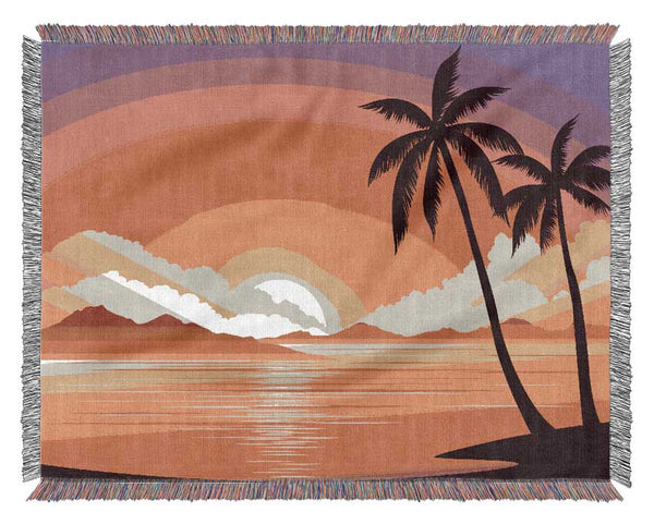 Paradise Illustration beach Woven Blanket