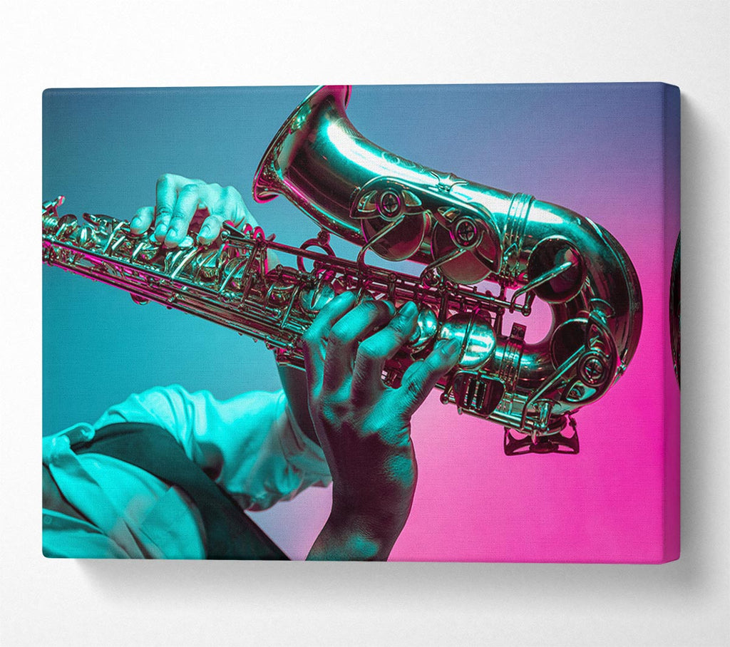 Picture of Saxaphone player fade Canvas Print Wall Art