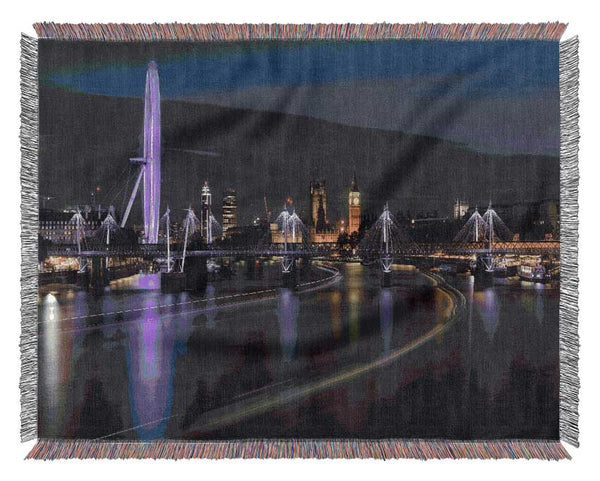 London at night light trails Woven Blanket
