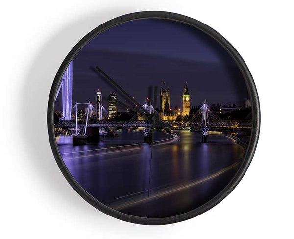 London at night light trails Clock - Wallart-Direct UK
