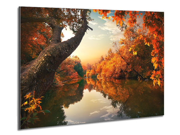 Perfect Autumn lake Metal Print
