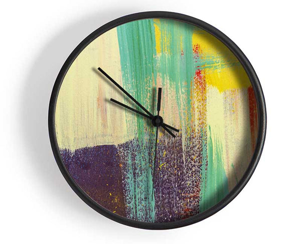 Thick coloured brush strokes Clock - Wallart-Direct UK
