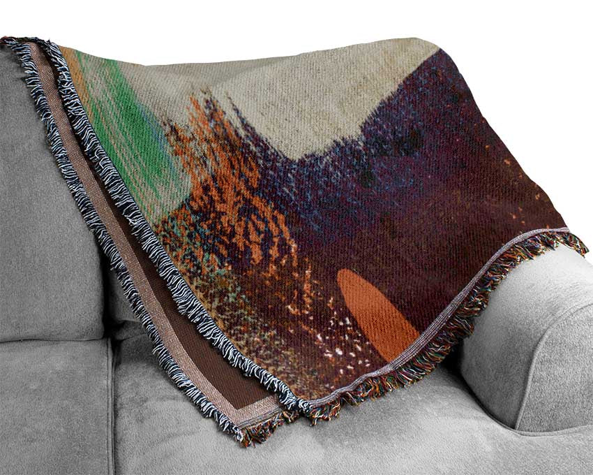 Thick coloured brush strokes Woven Blanket