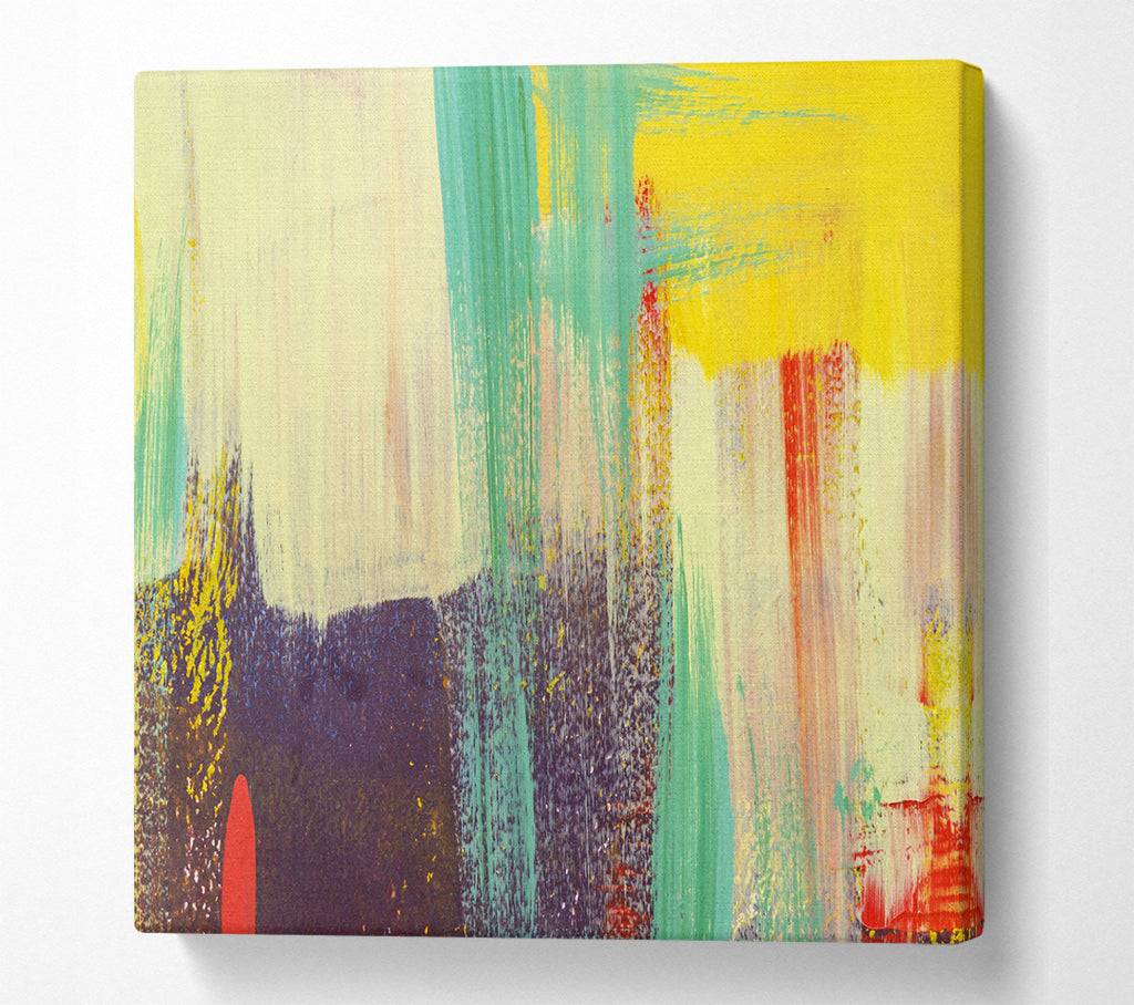 A Square Canvas Print Showing Thick coloured brush strokes Square Wall Art