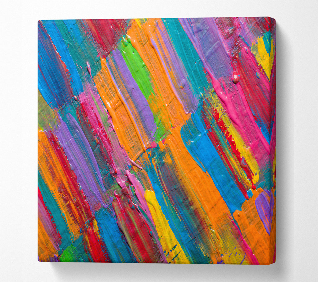 A Square Canvas Print Showing Thick and runny brush strokes Square Wall Art