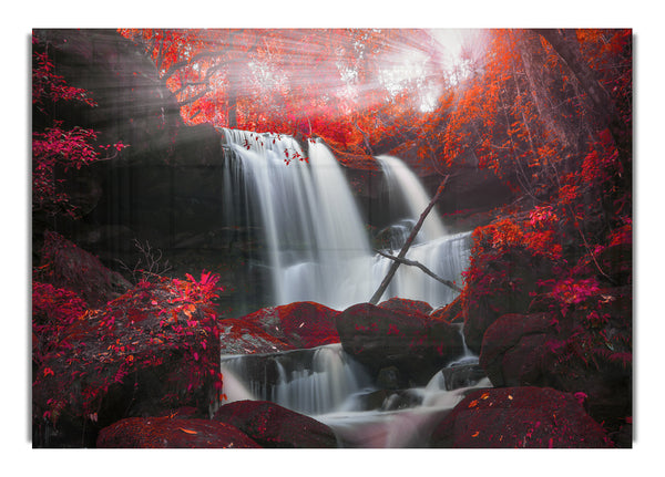 Red Forest Waterfall Delight