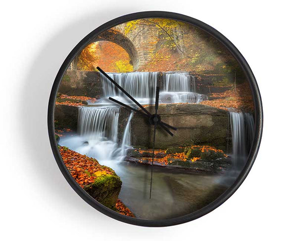 Waterfall under the bridge Clock - Wallart-Direct UK