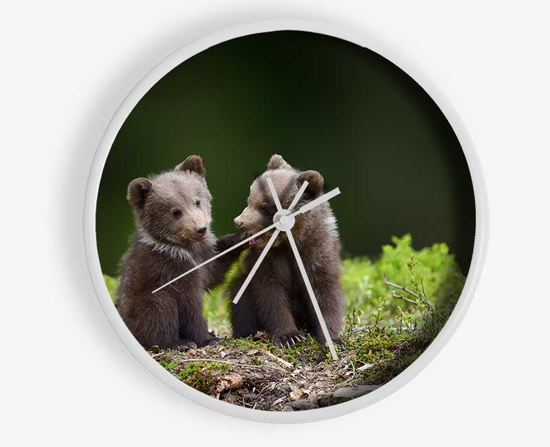 Two bear cubs playing Clock - Wallart-Direct UK