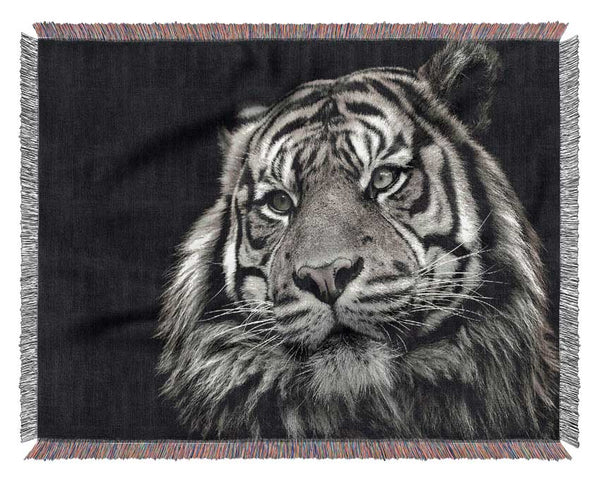 Handsome Black and white tiger Woven Blanket