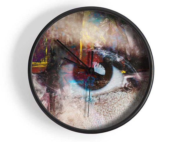 Abstract Painting and eye Clock - Wallart-Direct UK