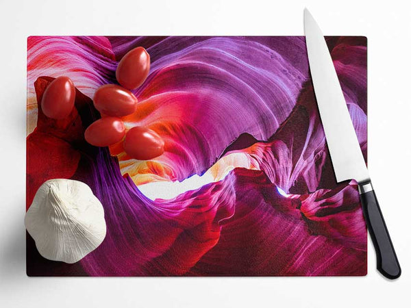 Colourful cave formations Glass Chopping Board