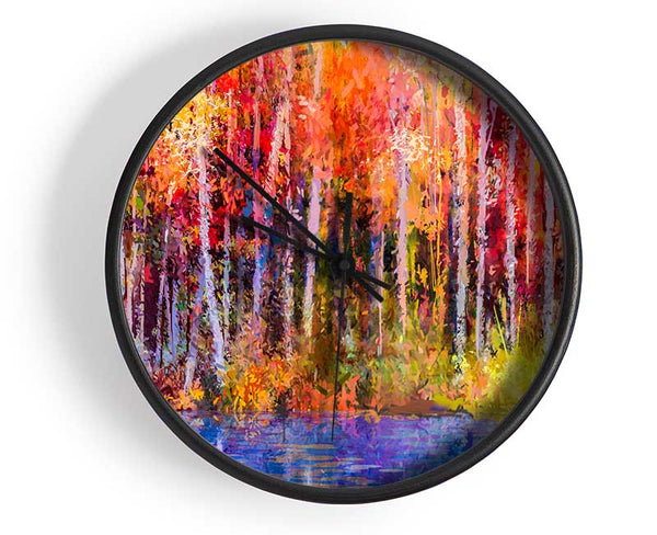 Abstract forest colour strokes Clock - Wallart-Direct UK