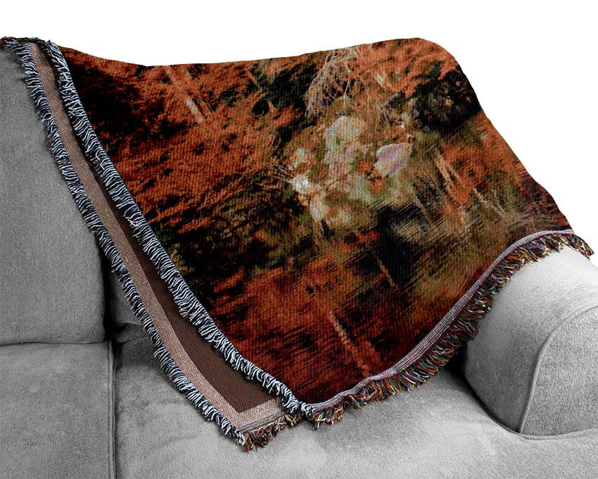 Oriental River in the woods Woven Blanket