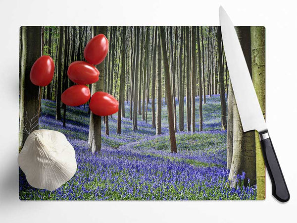 Stunning beautiful lilac woodland walk Glass Chopping Board