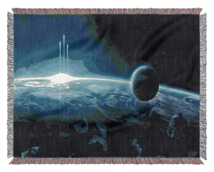 Rockets braking the atmostphere Woven Blanket