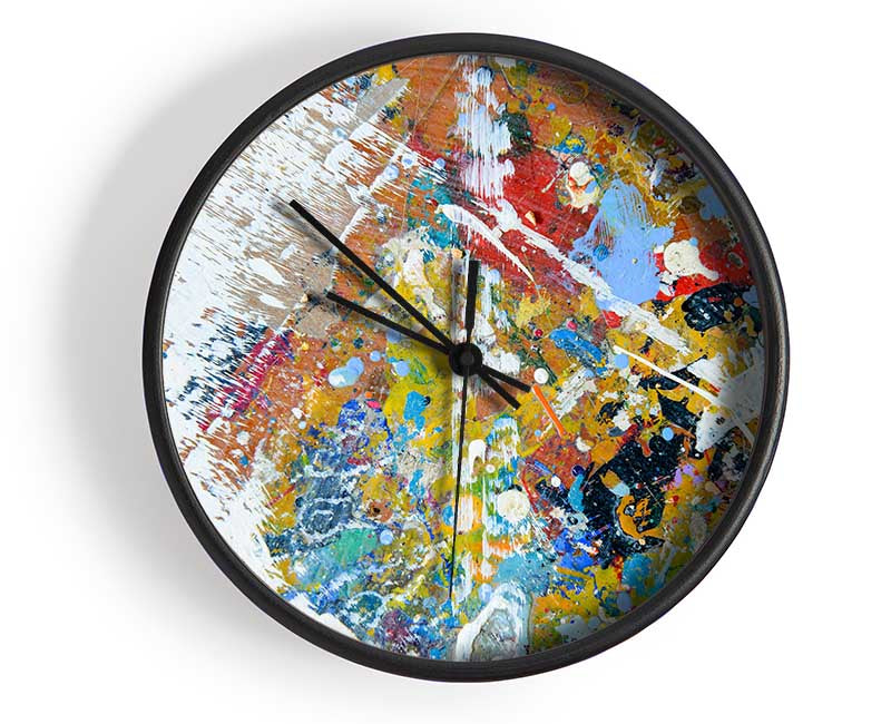 White wash of paint and colours Clock - Wallart-Direct UK
