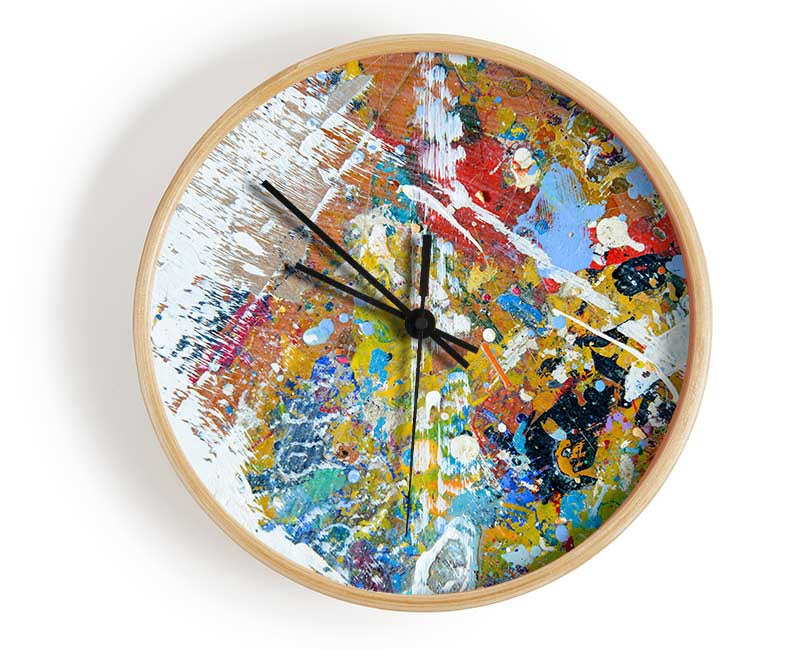 White wash of paint and colours Clock - Wallart-Direct UK