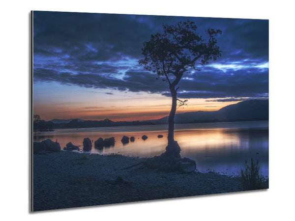 Night time blues by the river Metal Print