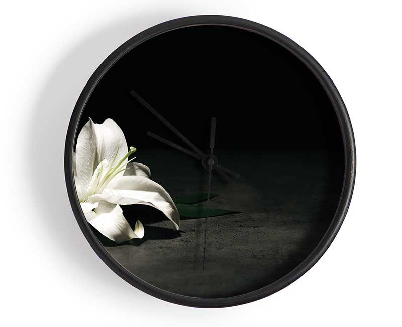 White lilly on the floor Clock - Wallart-Direct UK