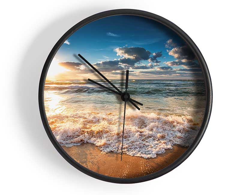 splashing waves on the beach Clock - Wallart-Direct UK