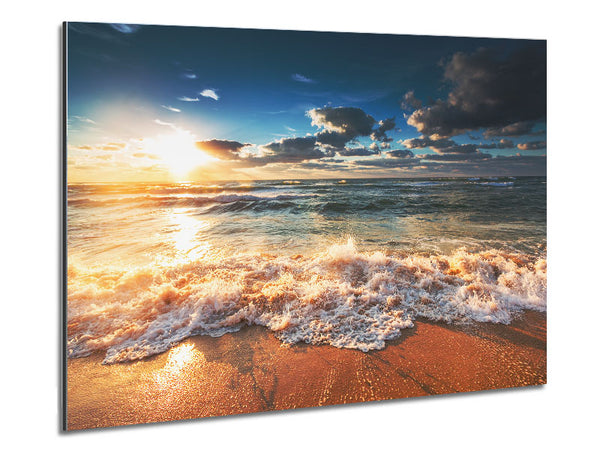 splashing waves on the beach Metal Print