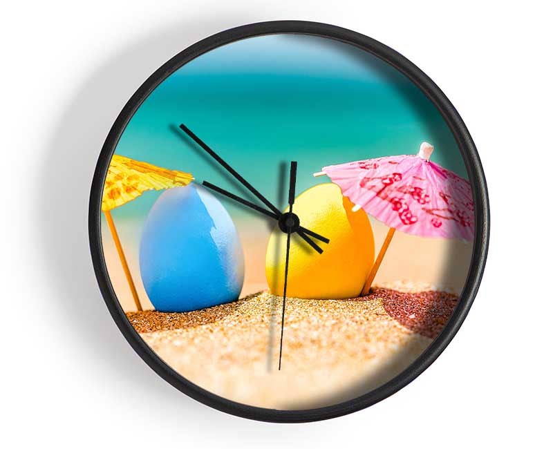 Blue and yellow eggs sunning Clock - Wallart-Direct UK