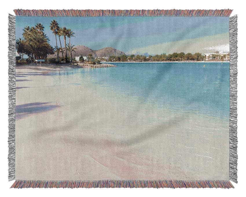 Sunset beach resort Woven Blanket